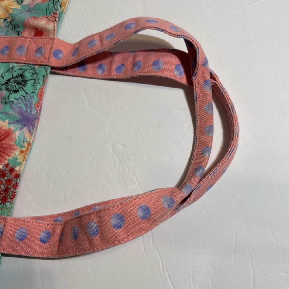 MATILDA JANE Relaxing Sunshine Pink Floral & Dots Oversize Tote Bag 19” Wide - Picture 5 of 16